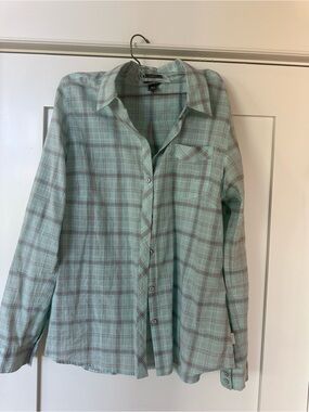 Eddie Bauer Mint Green Plaid Button-Down Shirt